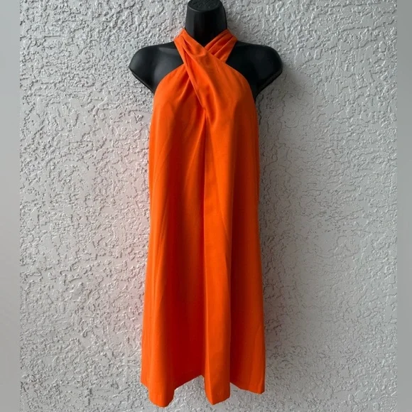 Bold Elements Women's Sleeveless Halter Cross Shift Dress Large - Picture 4 of 14